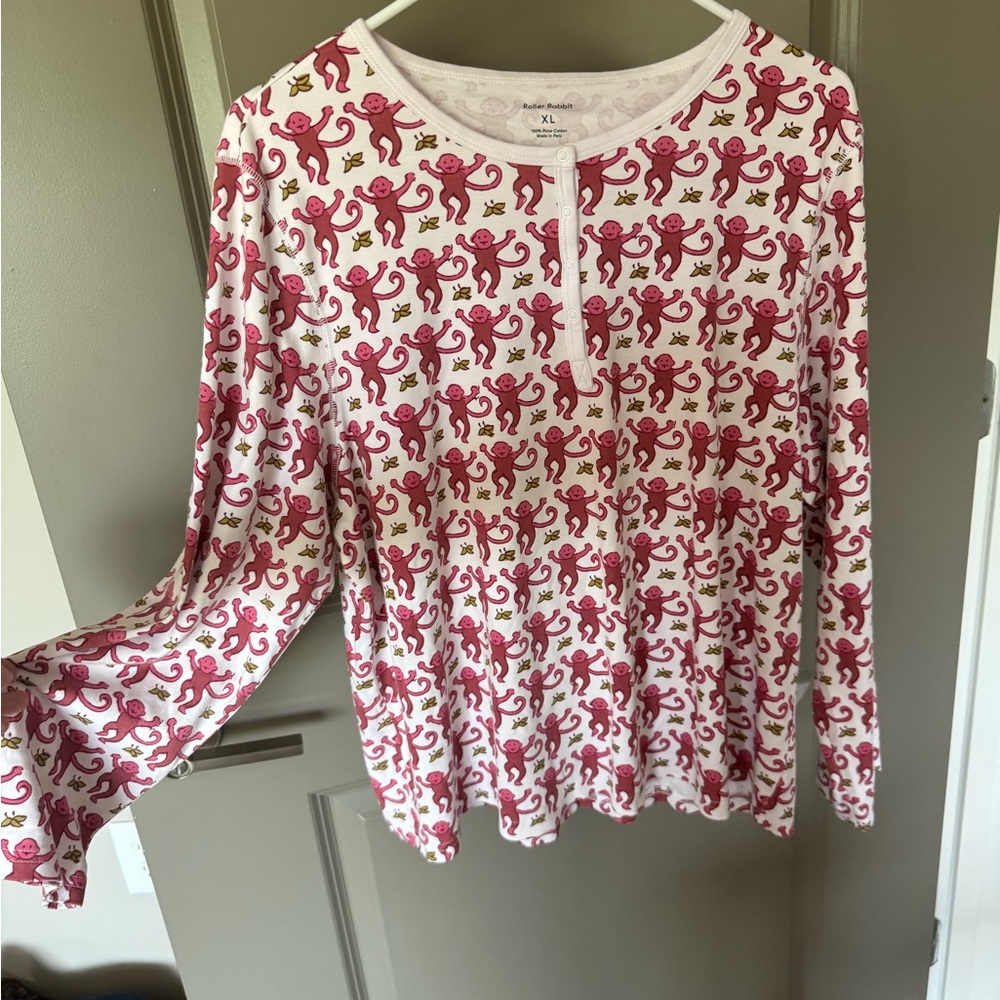 Roller Rabbit Pink and White Pajama Set